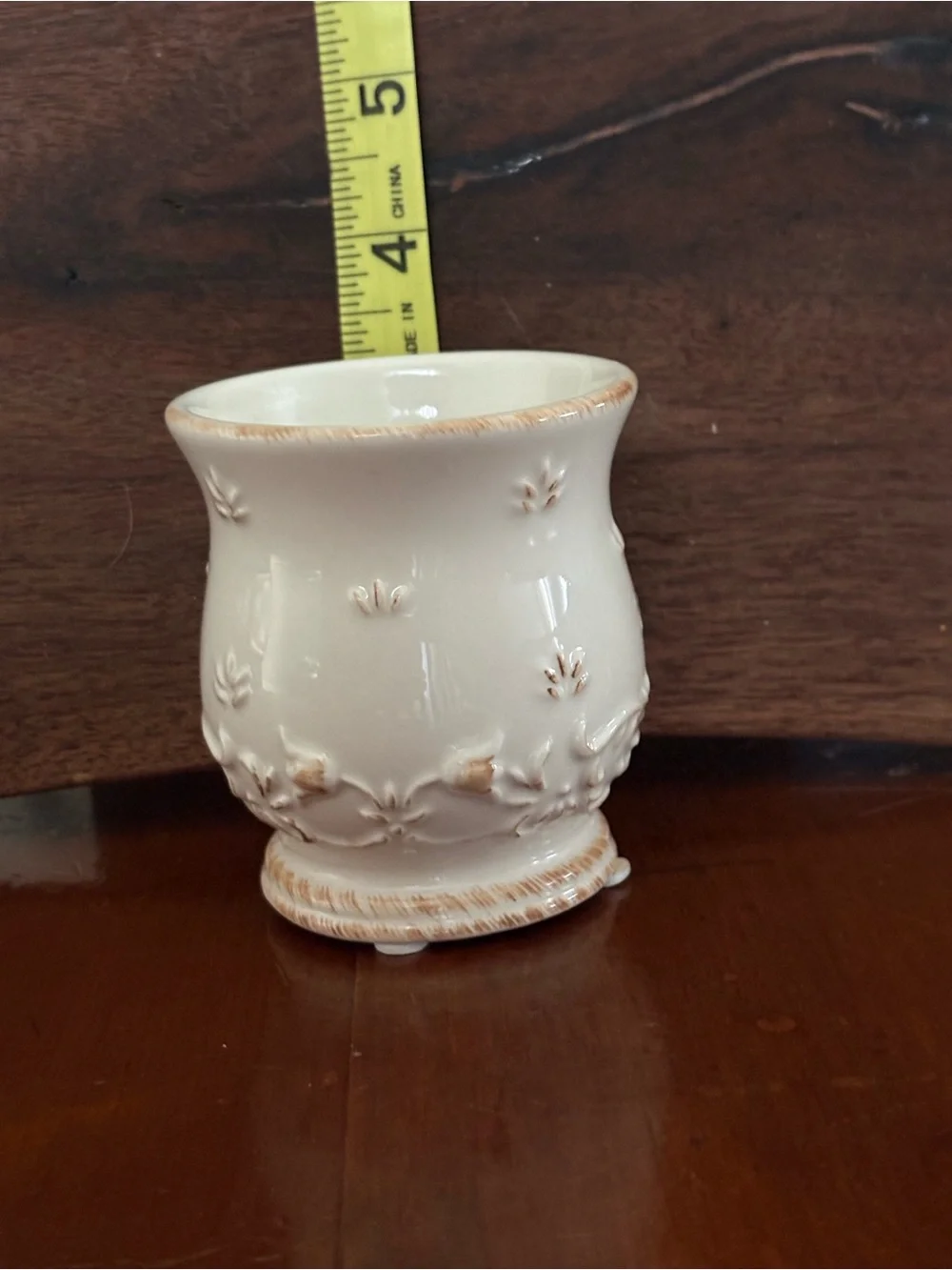 Yankee Candle Ceramic Votive Holder White Floral Pedestal Decorative